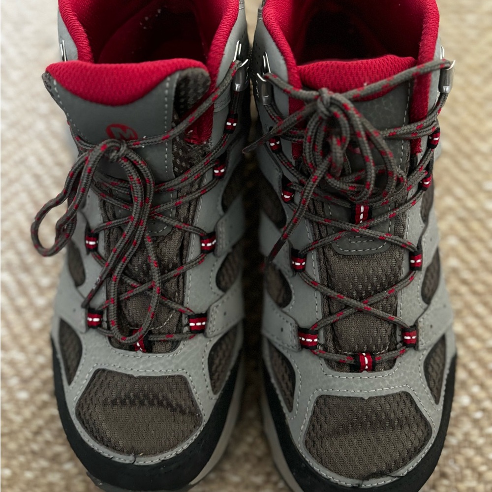 Merrell Boy’s Grey and Red Hiking Boots